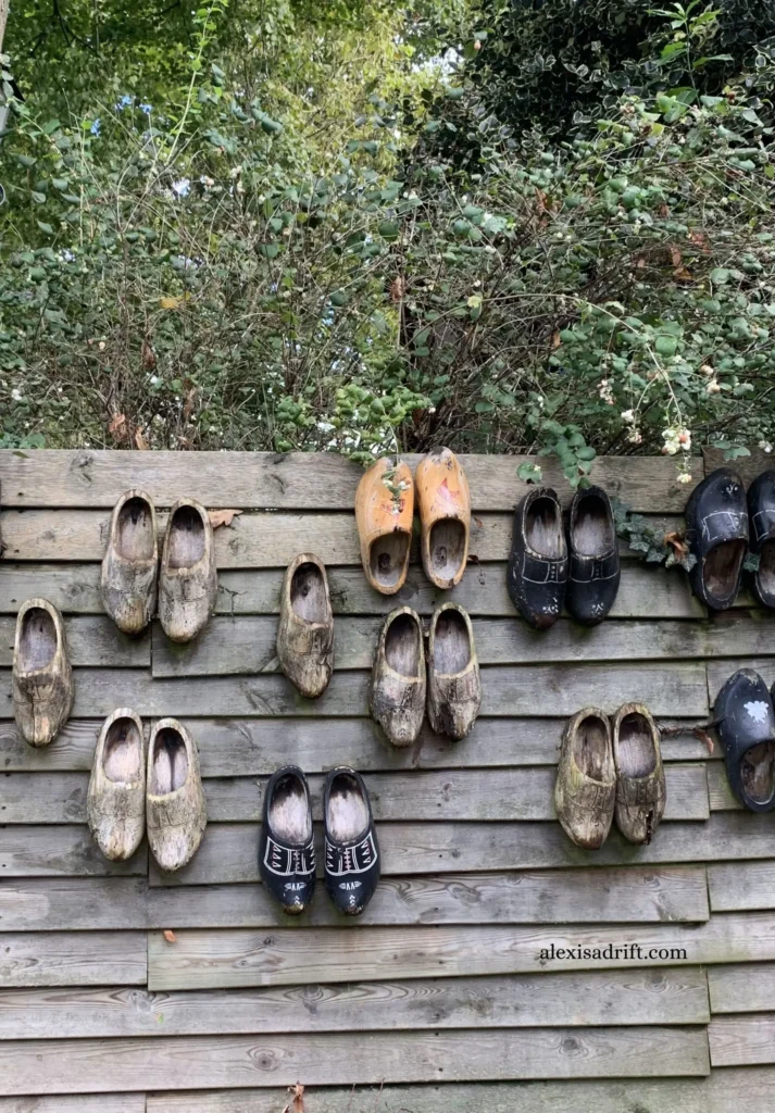 Giethoorn, Netherlands. Clog on wall in village.